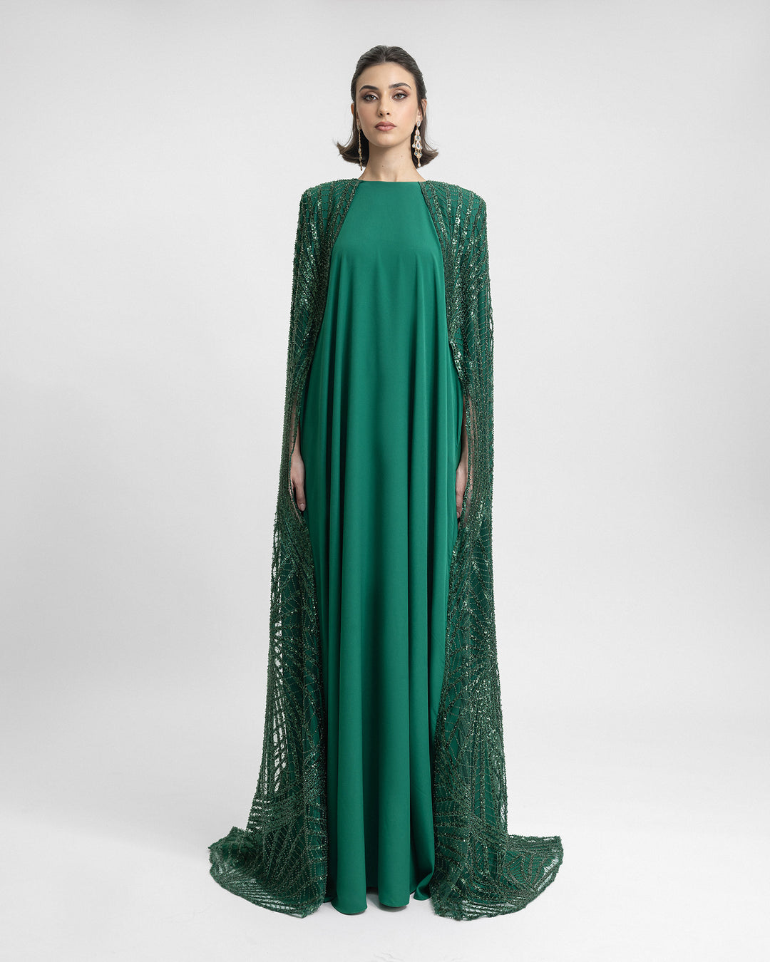 Beaded Cape-Like Sleeves Kaftan