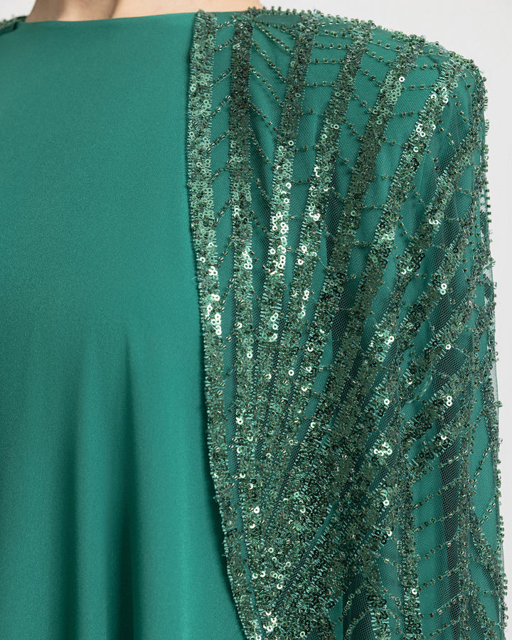 Beaded Cape-Like Sleeves Kaftan