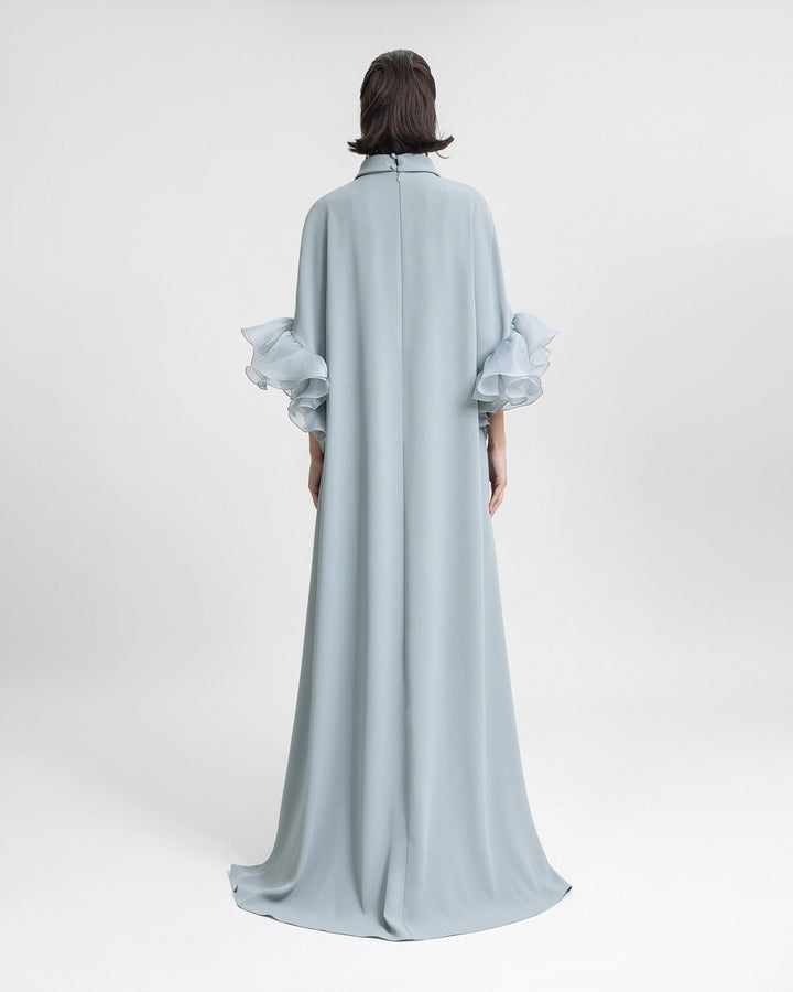 Long kaftan with Reversed High-Collar