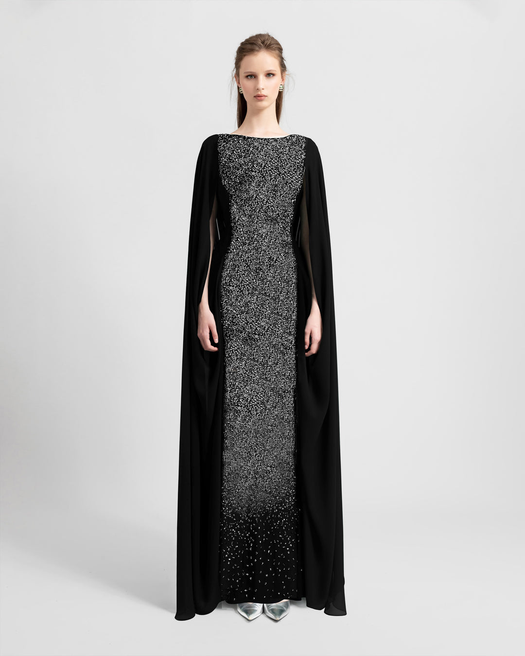 Black Beaded Round-Neckline Dress