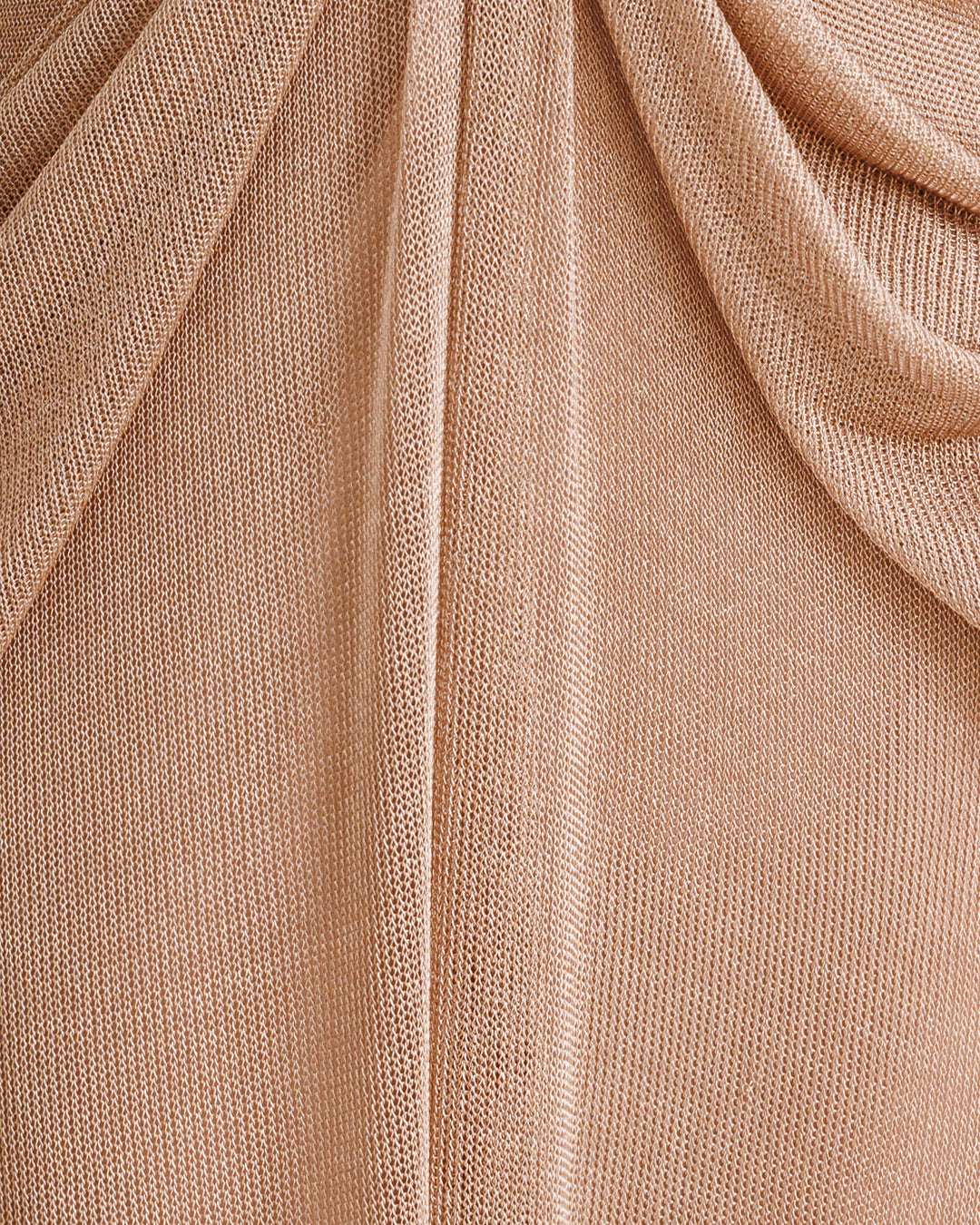 A close-up of a bronze net tulle fabric