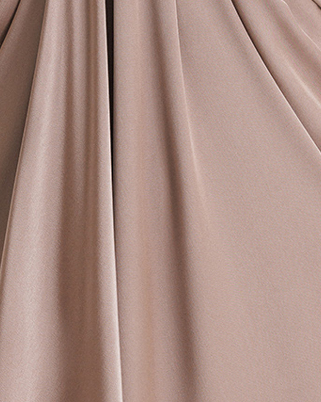 A close up of a taupe satin fabric.