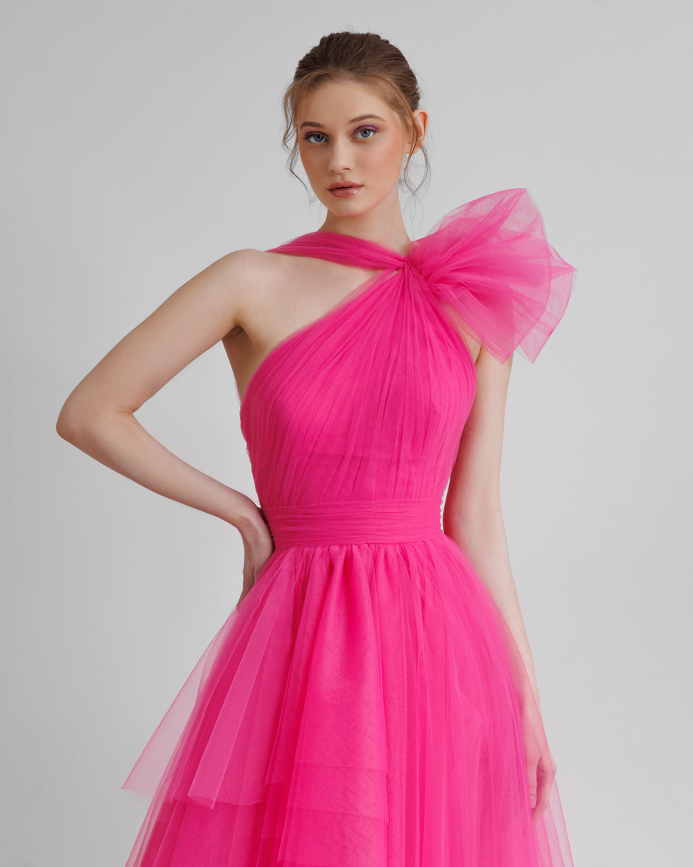 Bow-Like Pink Tulle Dress