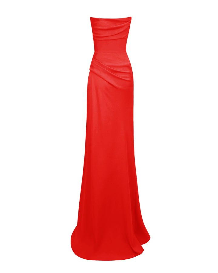 Beaded Red Strapless Dress