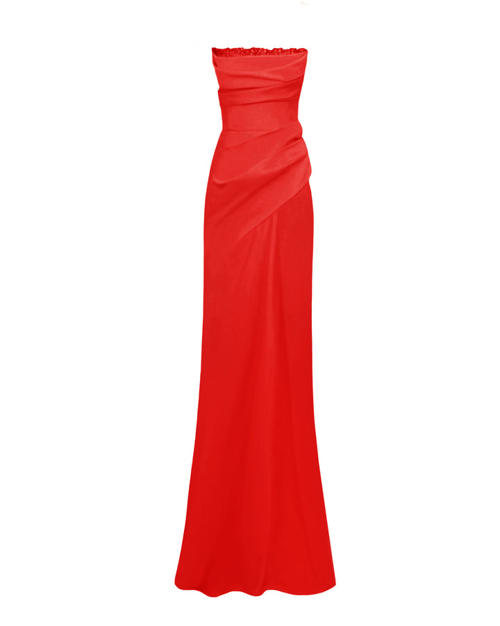 Beaded Red Strapless Dress