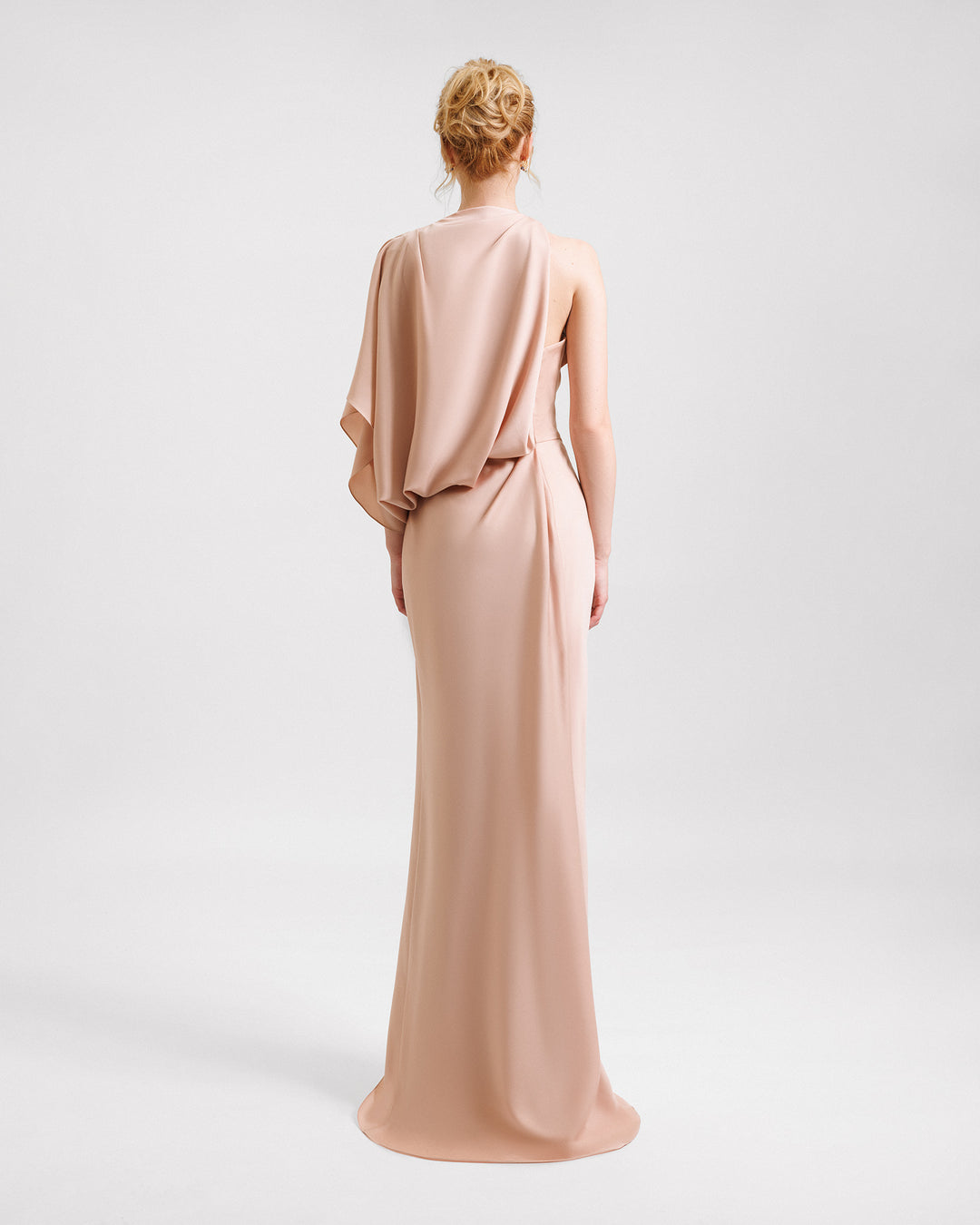 Asymmetrical Neckline Draped Dress