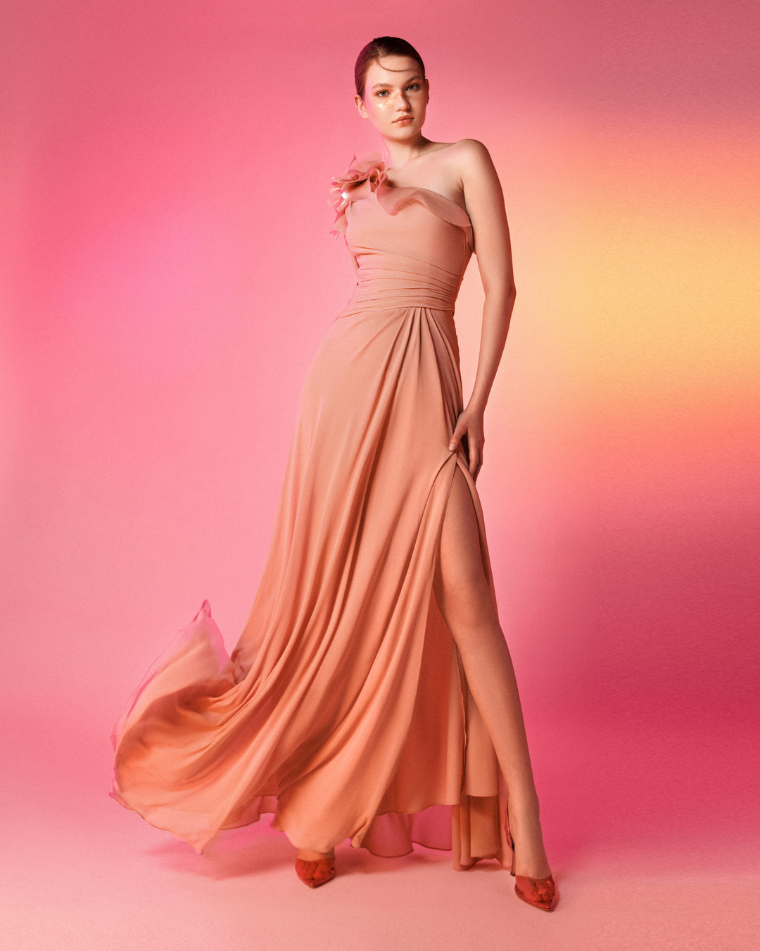 One-Shoulder with Draping Dress