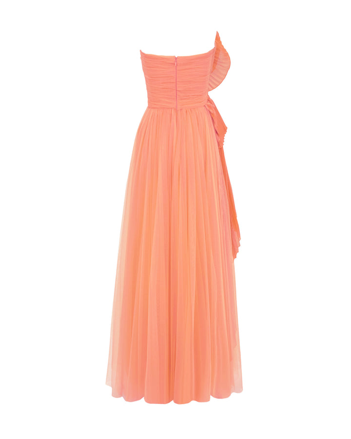 Draped Flower Strapless Dress