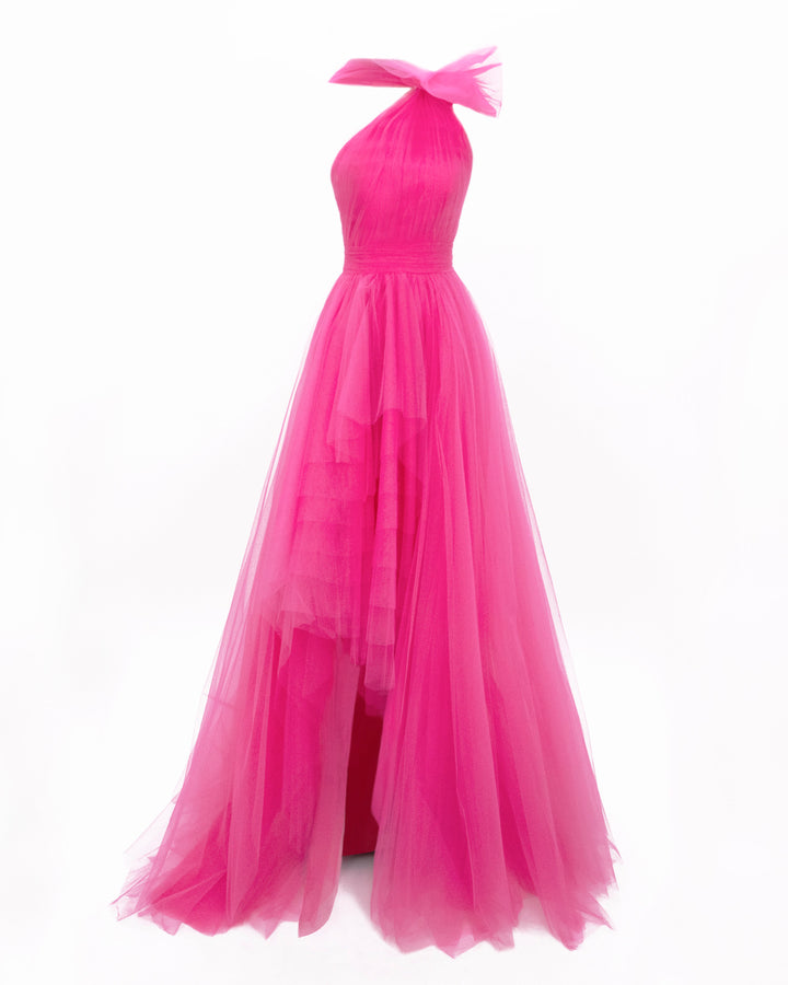 Bow-Like Pink Tulle Dress