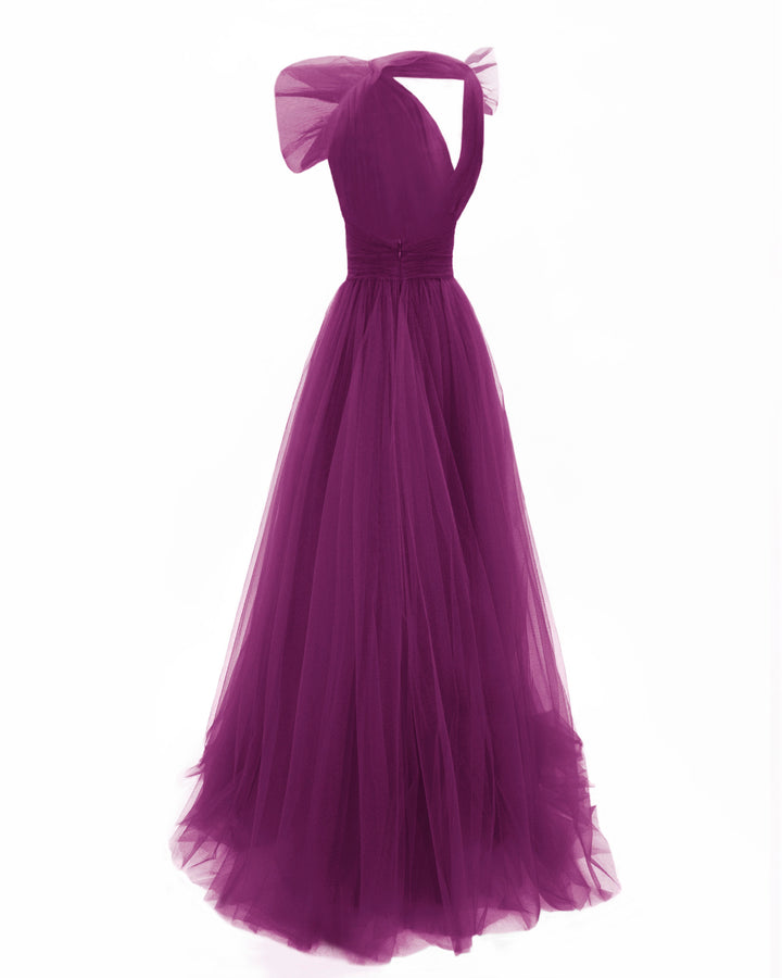 Bow-Like Purple Tulle Dress