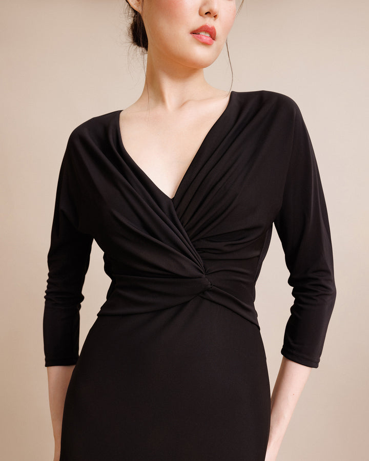 V-neckline Draped Waist Dress