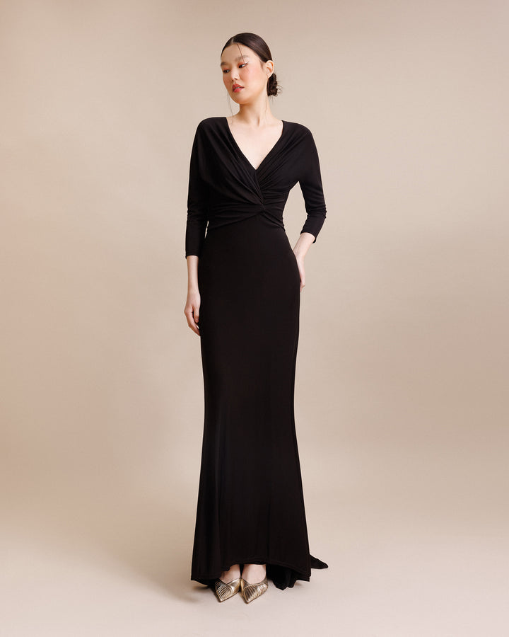 V-neckline Draped Waist Dress