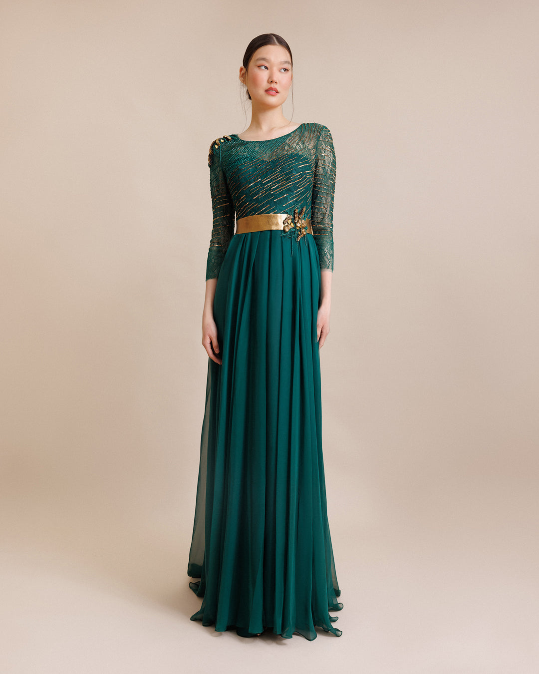 Long Dress With An Embellished Belt