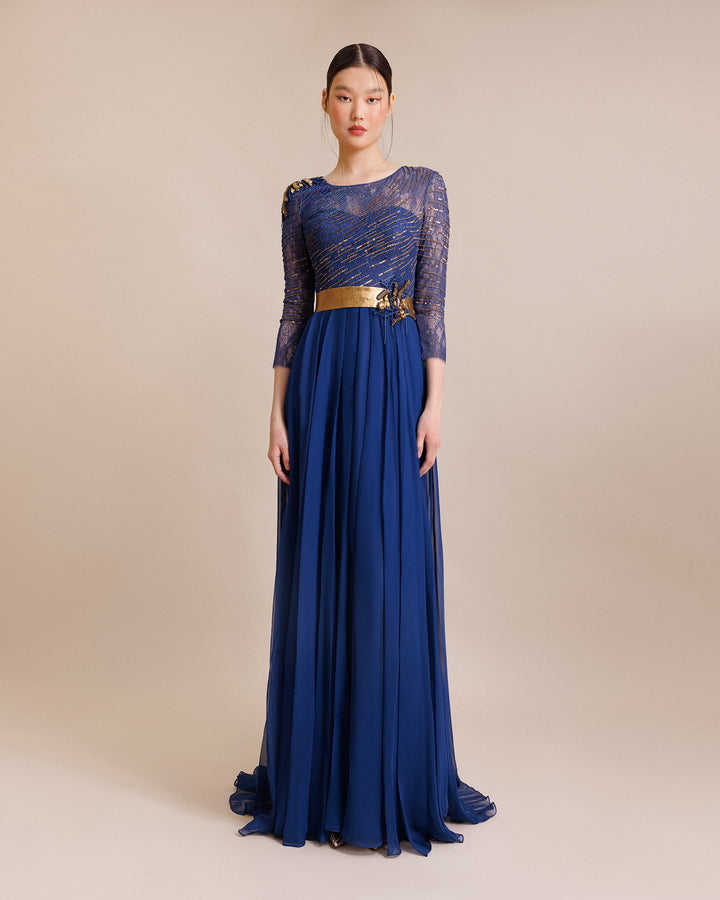 Long Dress With An Embellished Belt