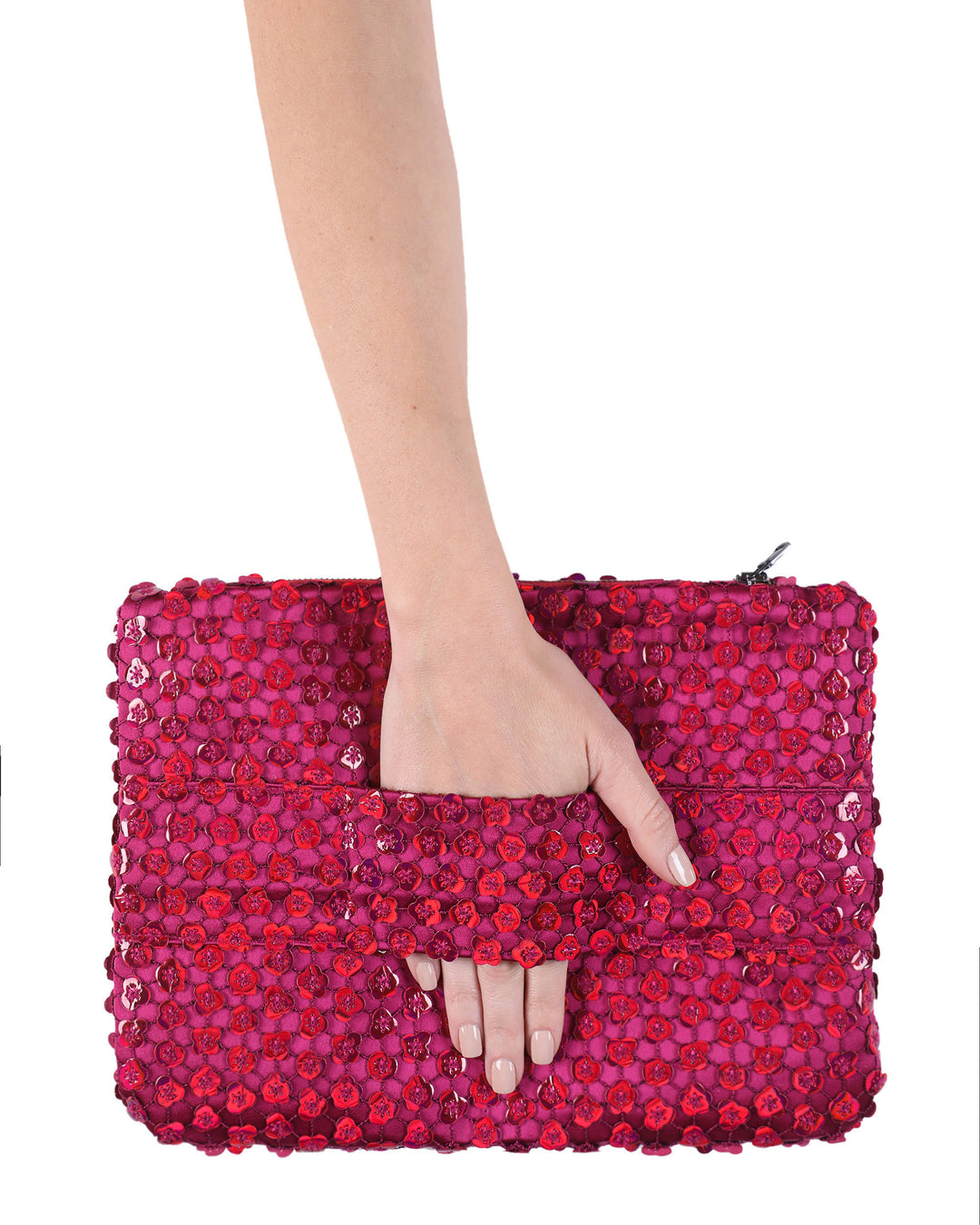 Color-Changing Sequin Fuchsia Clutch