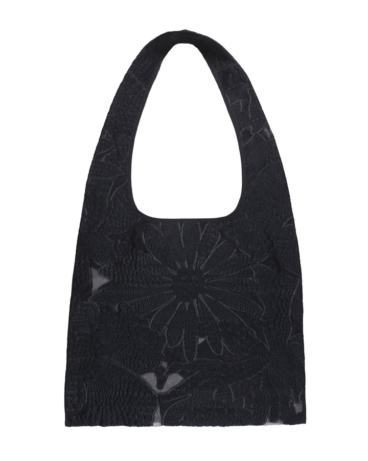 Floral Sheer Black Tote Bag