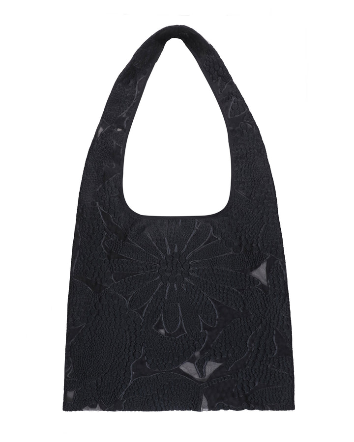 Floral Sheer Black Tote Bag