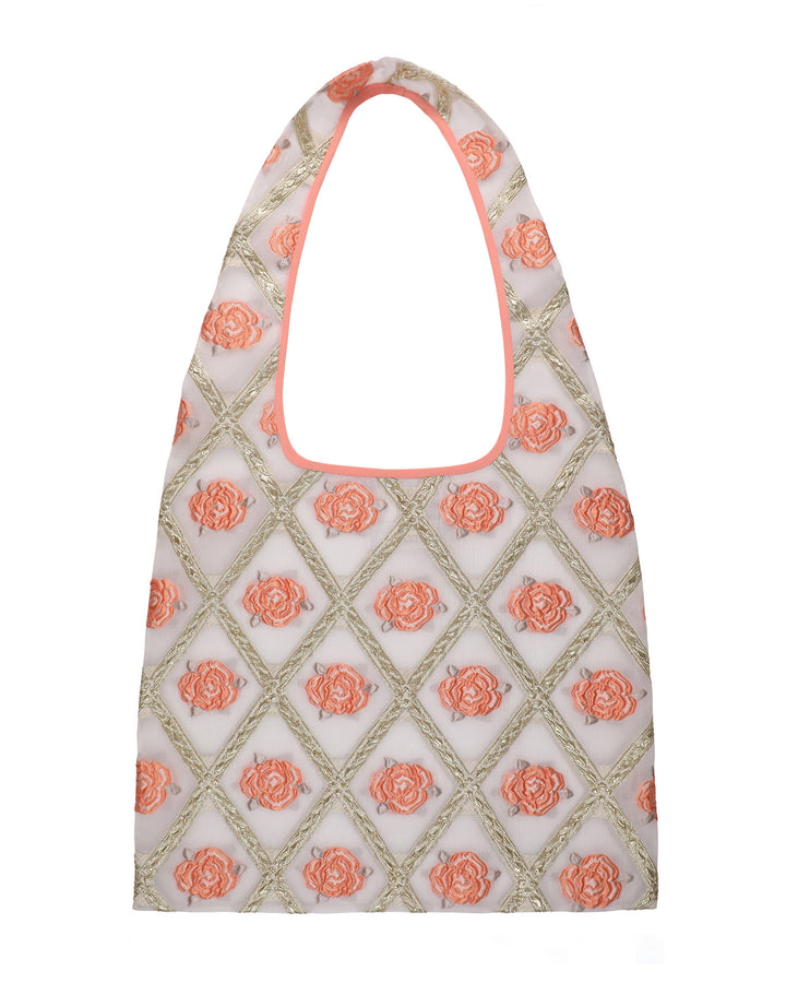 Patterned Sheer Peach Tote Bag