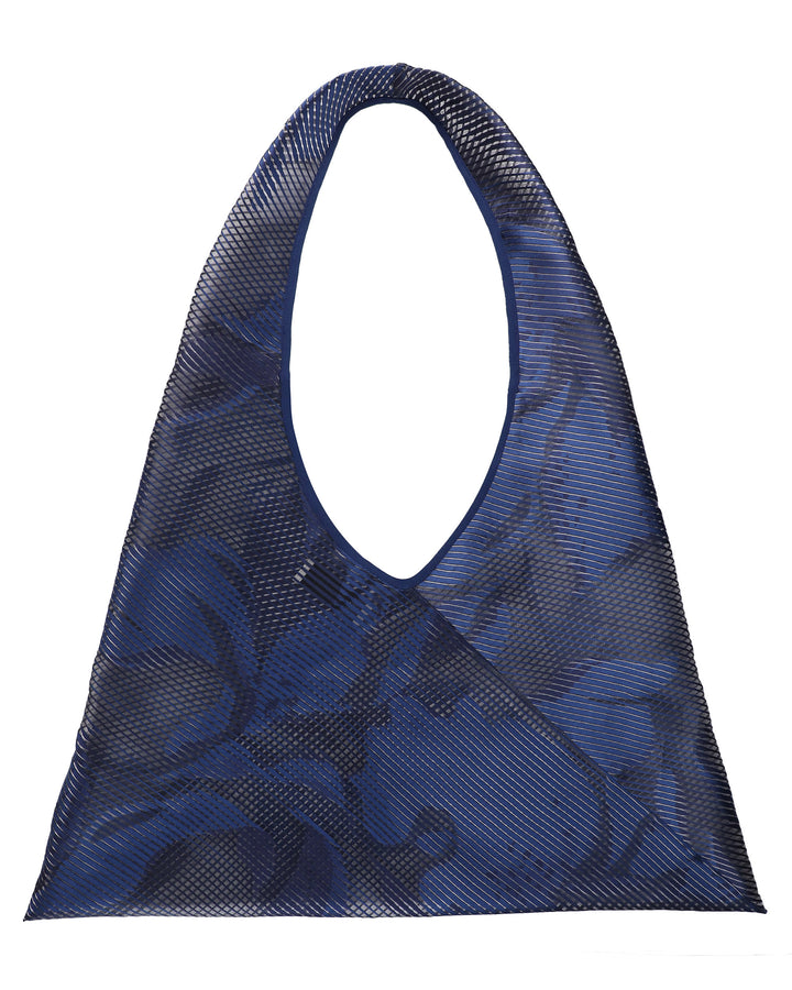 Sheer Navy Blue Floral Tote Bag