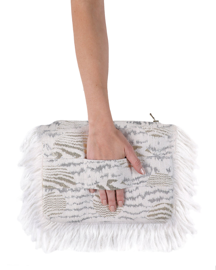 Metallic Ruffled Clutch