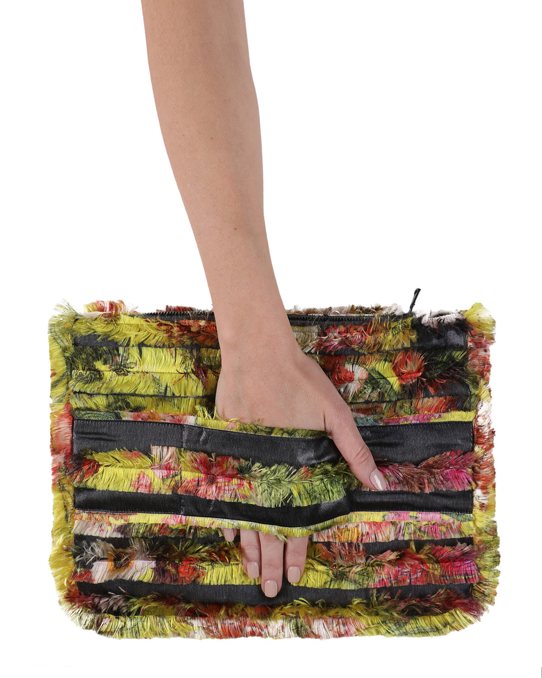 Floral Abstract Ruffled Clutch