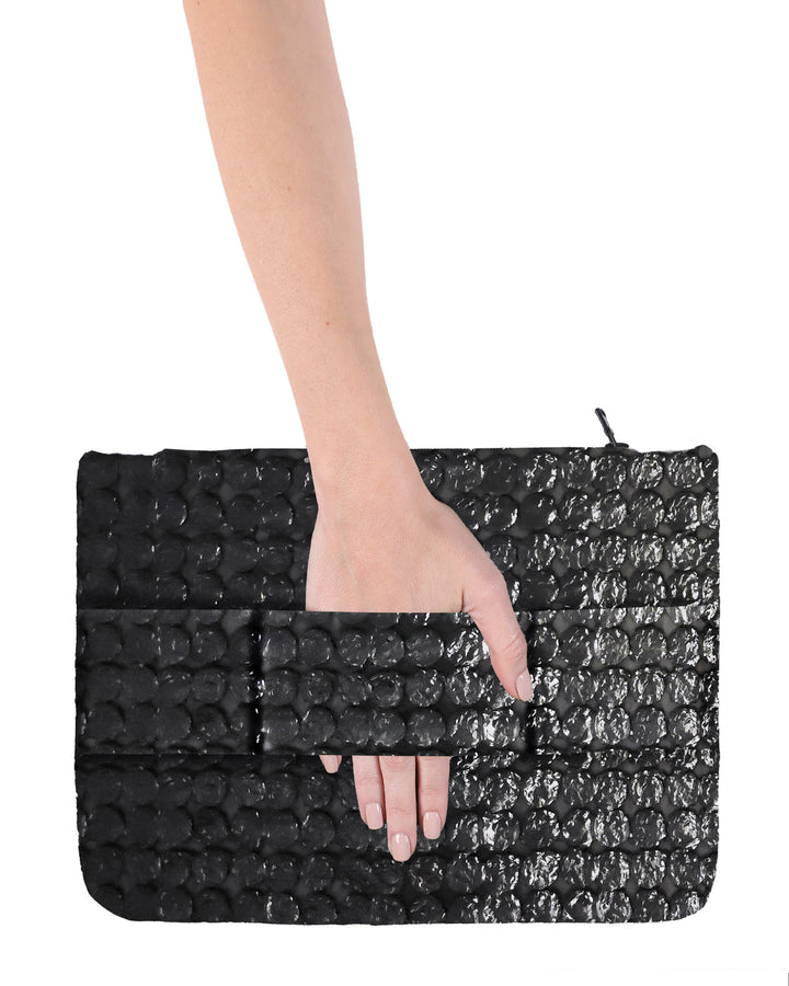 Laser-Embroidered Leather Clutch