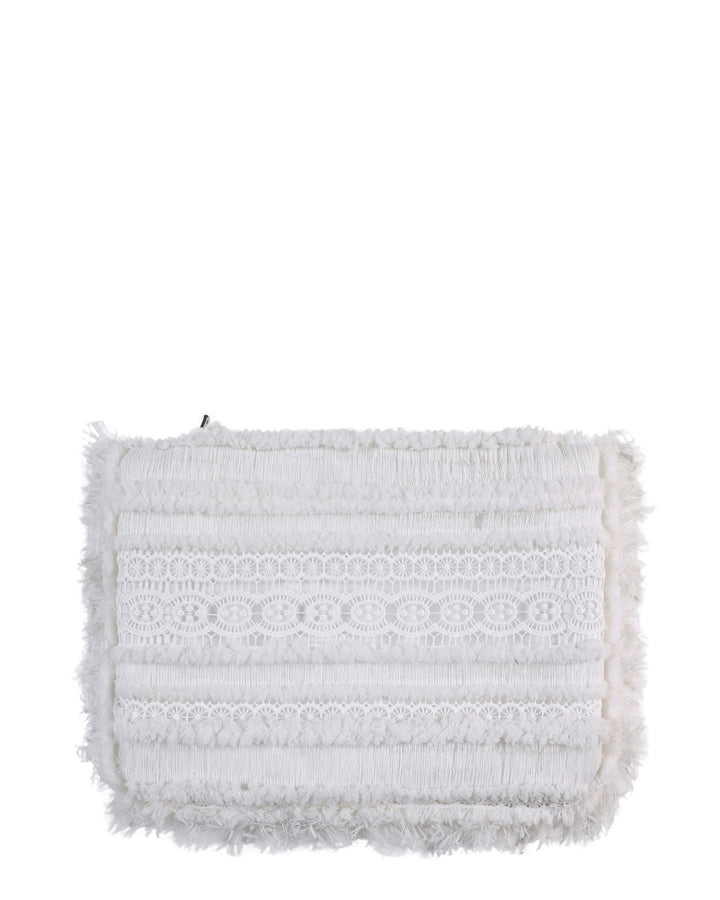 Guipure Clutch with Ruffled Trims