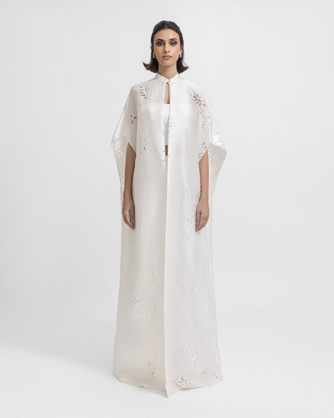 Open Floor-Length Ivory Kaftan