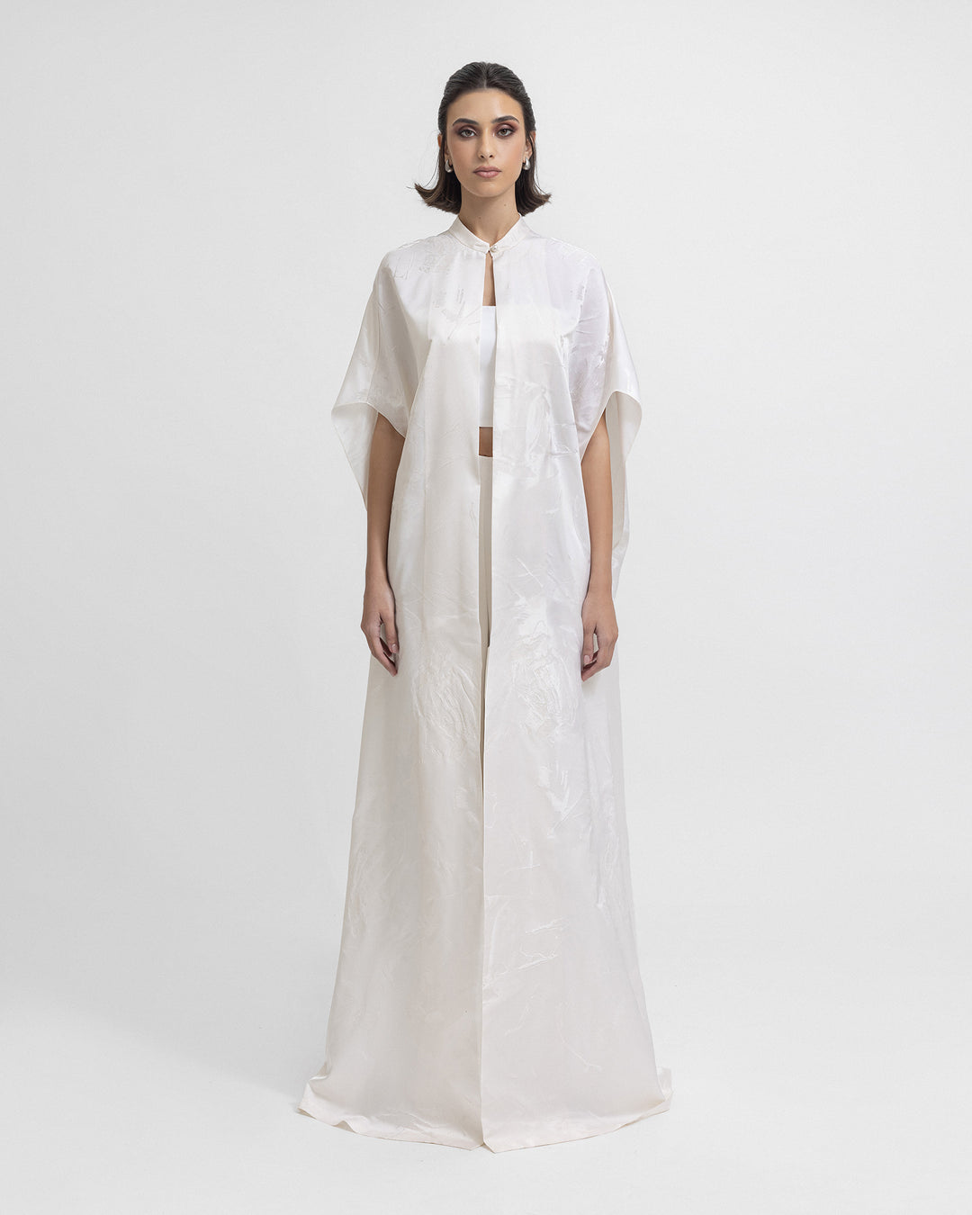 Open Floor-Length Cream Kaftan