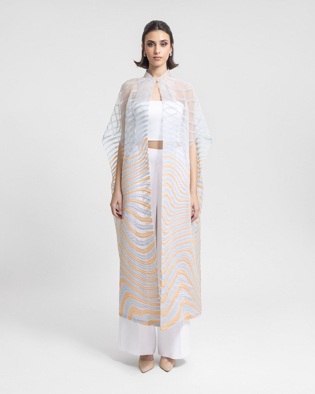 Open Blue and Peach kaftan