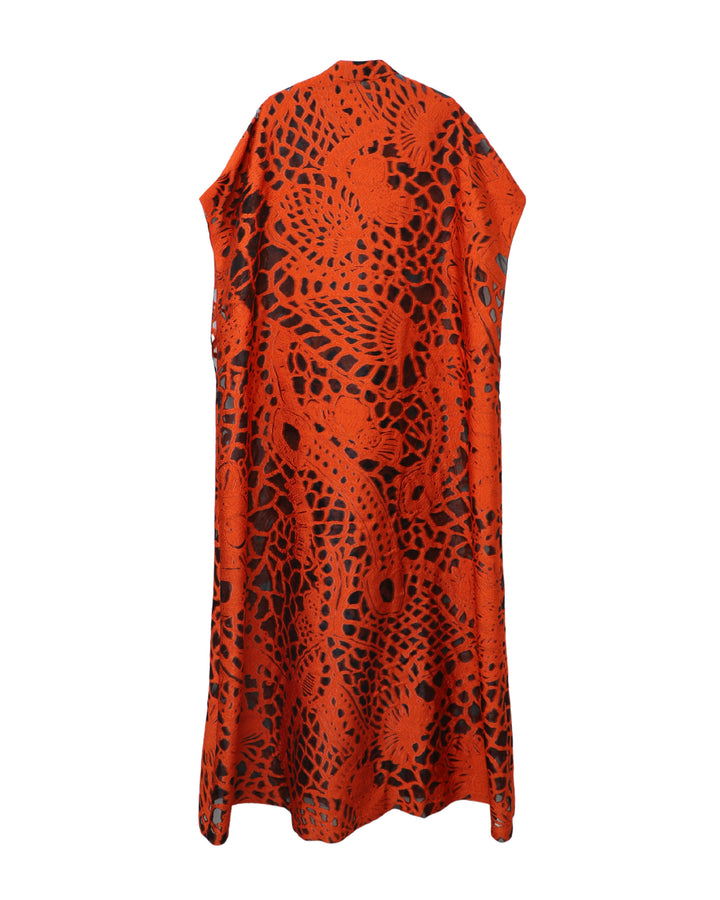 Open Floor-Length Orange Kaftan