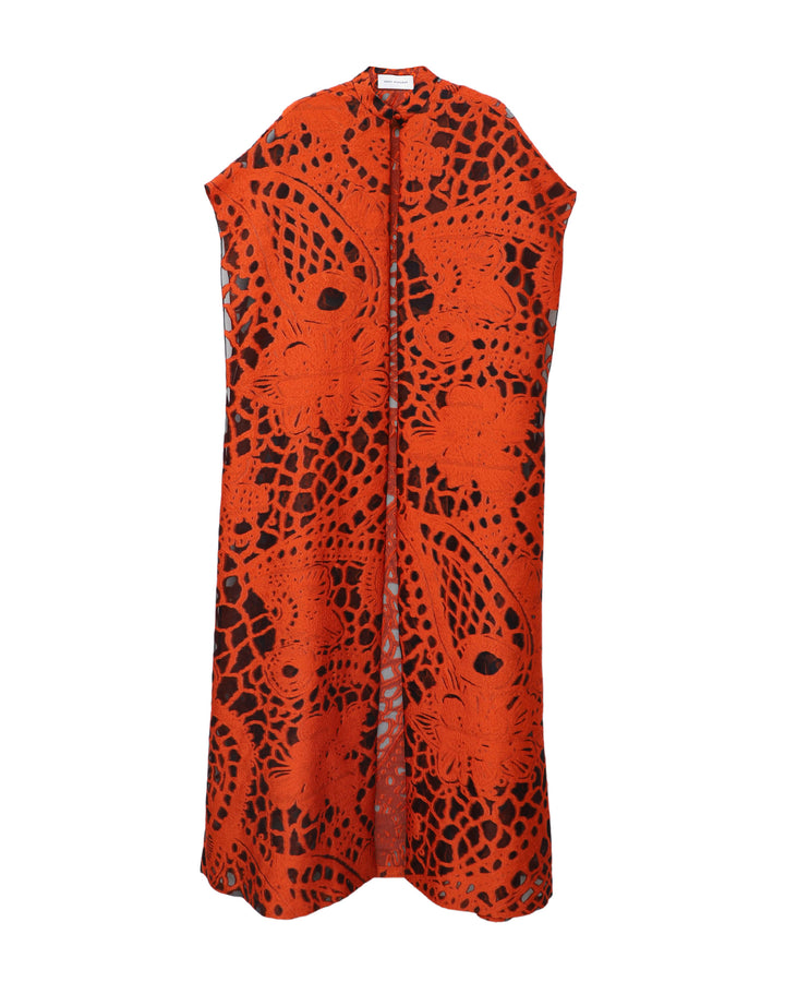 Open Floor-Length Orange Kaftan