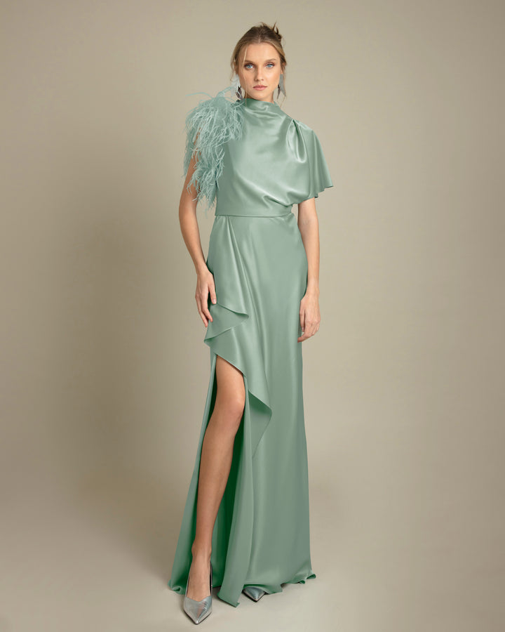 Mint Satin Long Dress