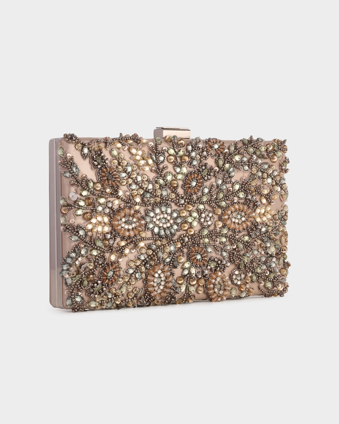 Bejeweled Leather Clutch