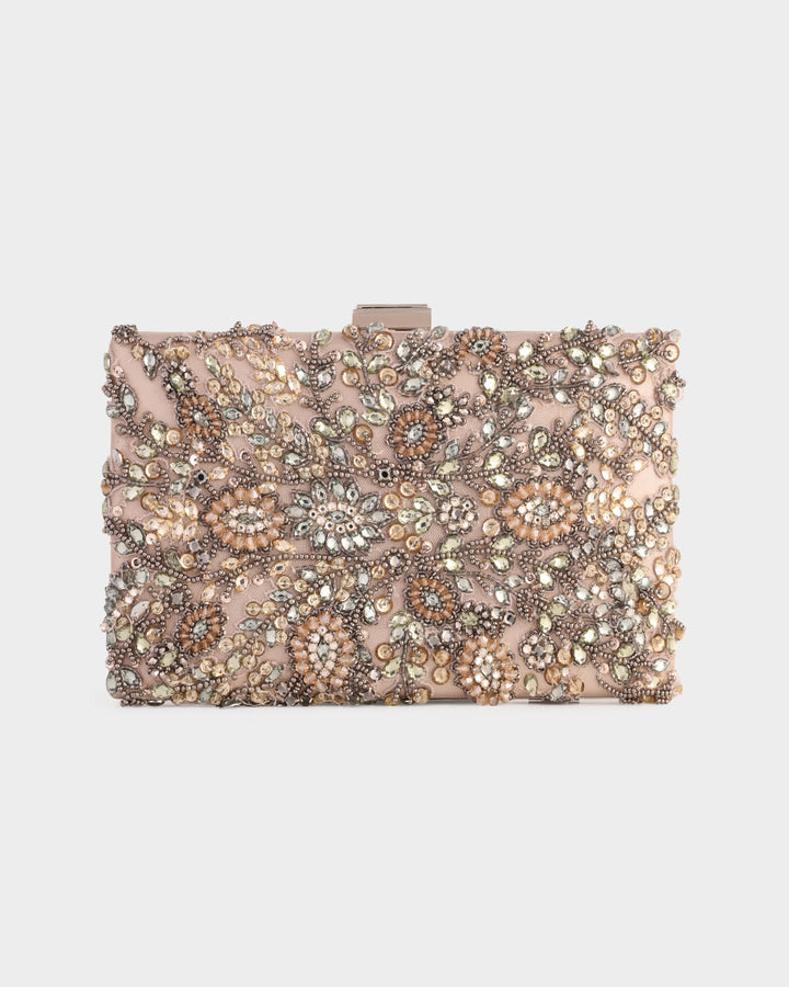 Bejeweled Leather Clutch