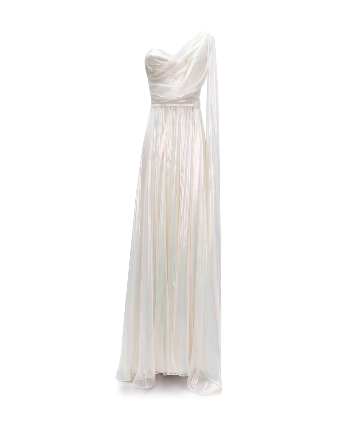 One-Shoulder Draped Chiffon Dress