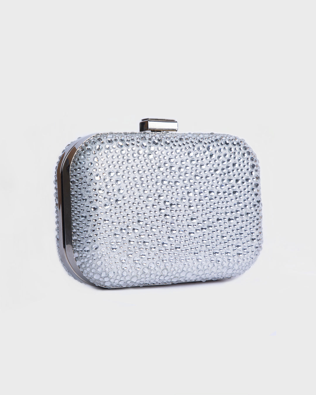 Silver Clutch With Rhinestones