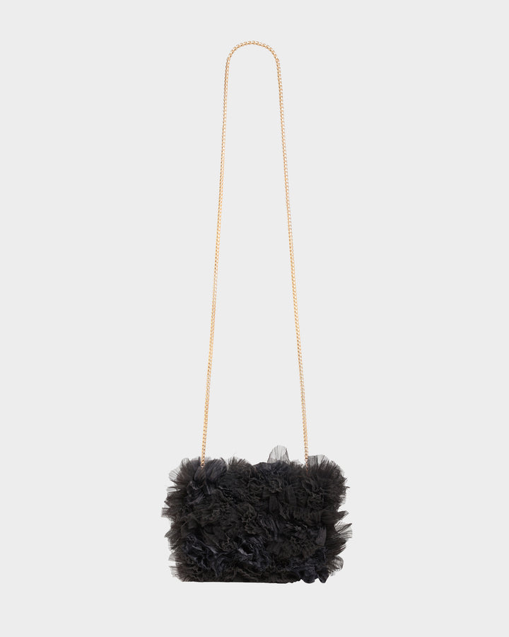 Rushed Black Tulle Clutch