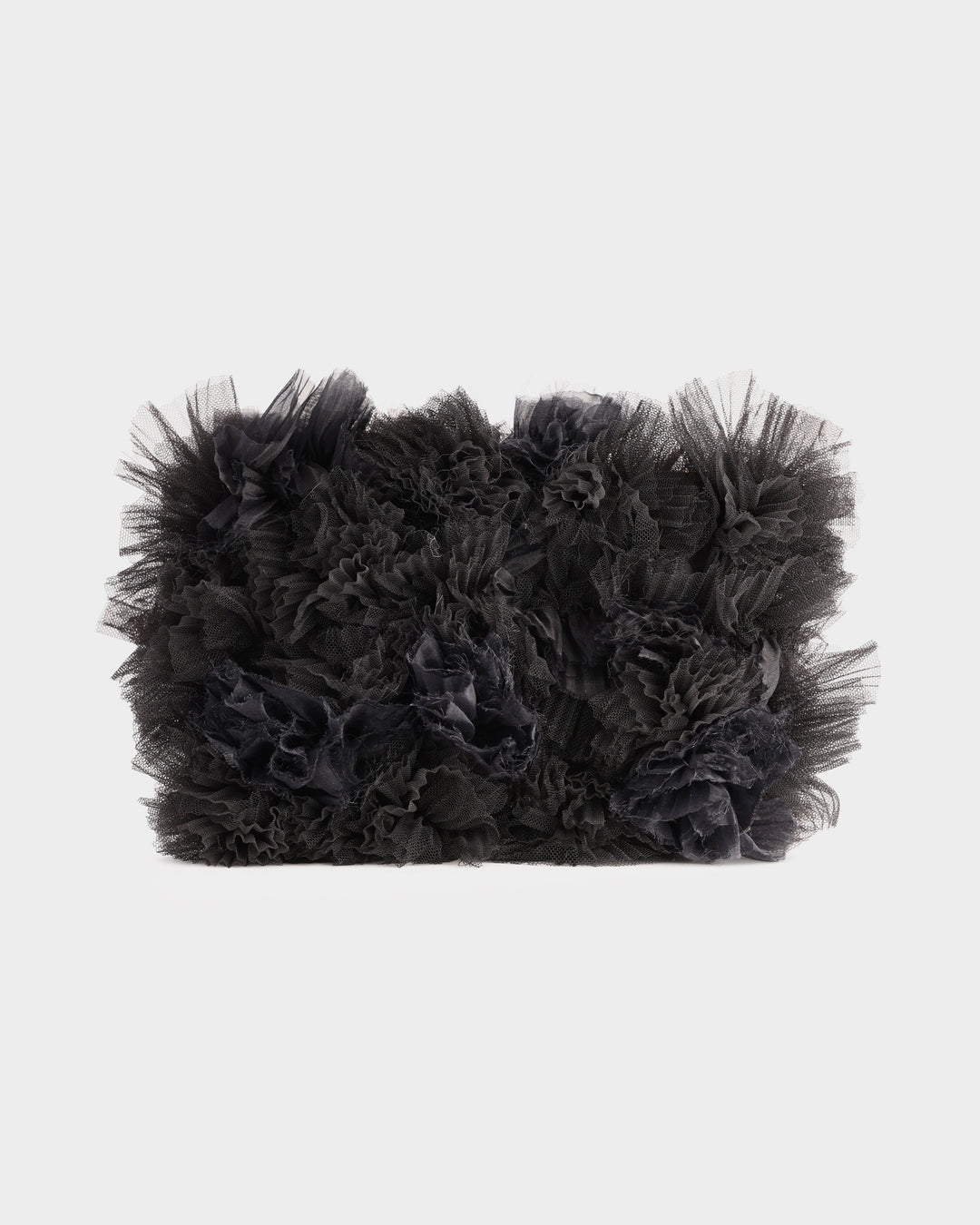 Rushed Black Tulle Clutch