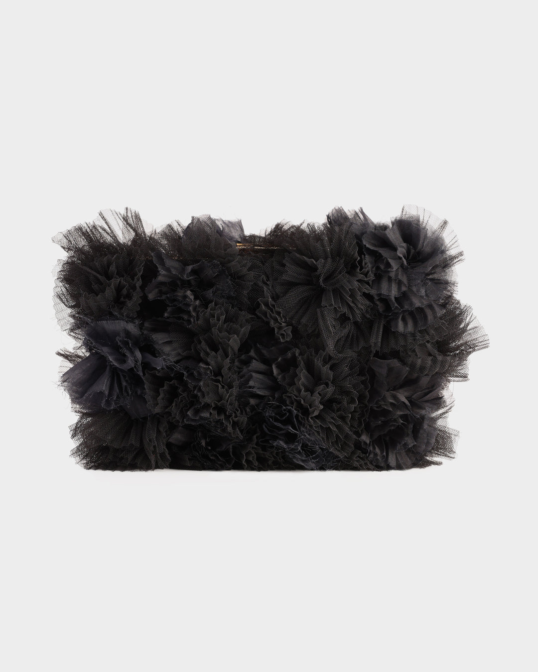 Rushed Black Tulle Clutch