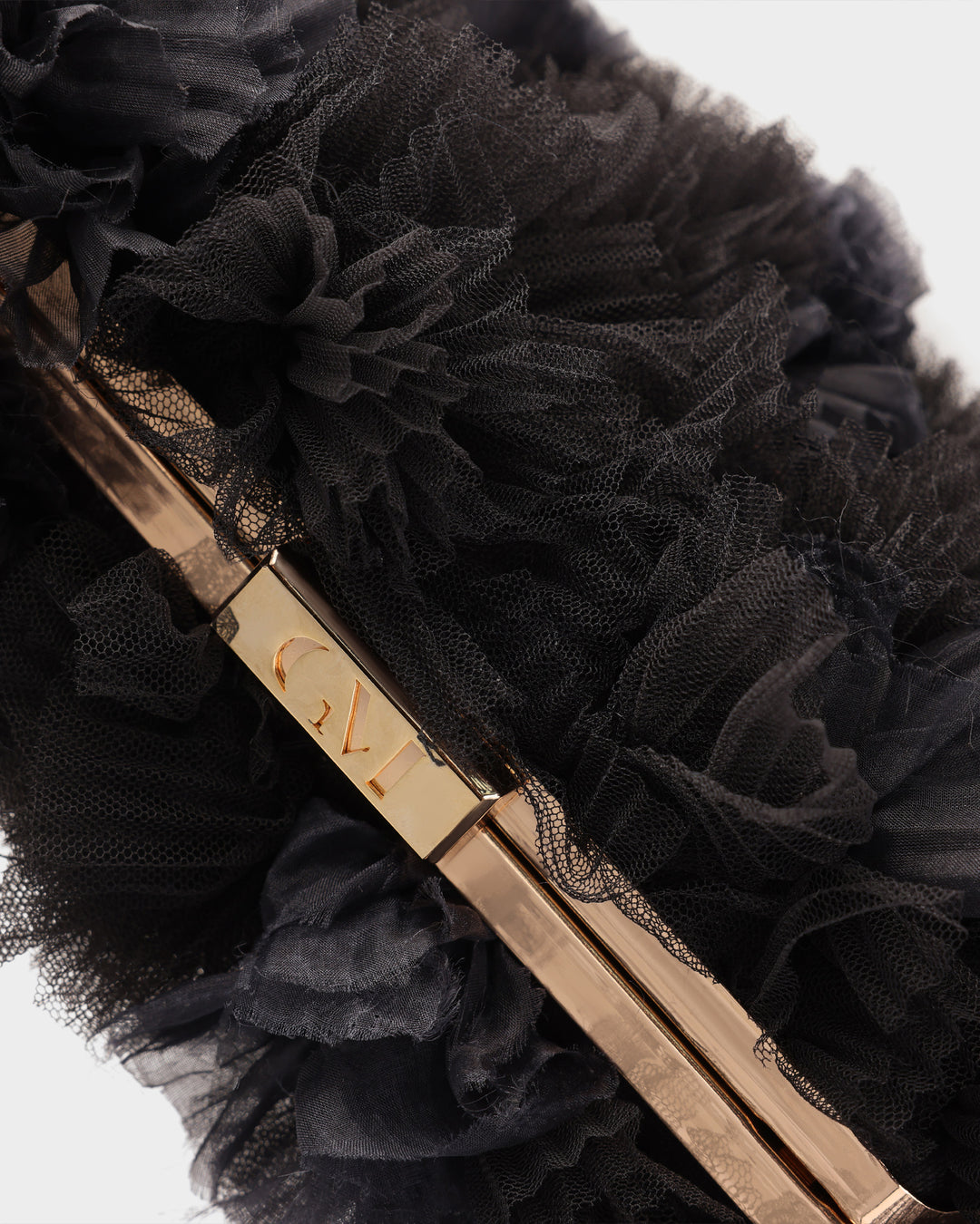 Rushed Black Tulle Clutch