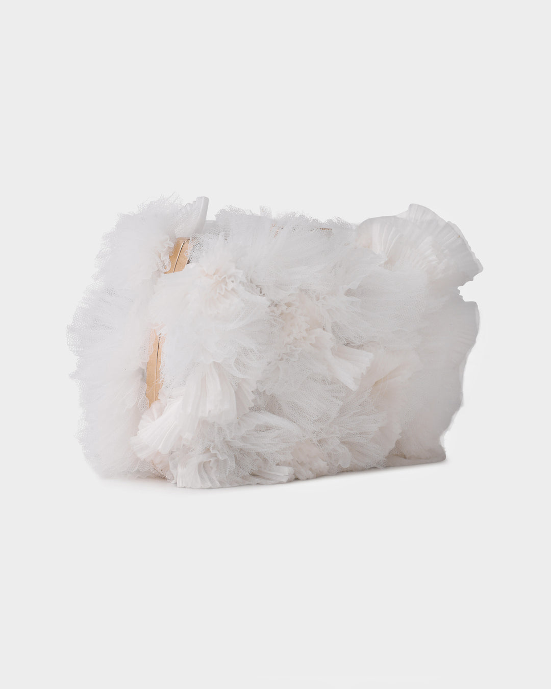 Rushed White Tulle Clutch