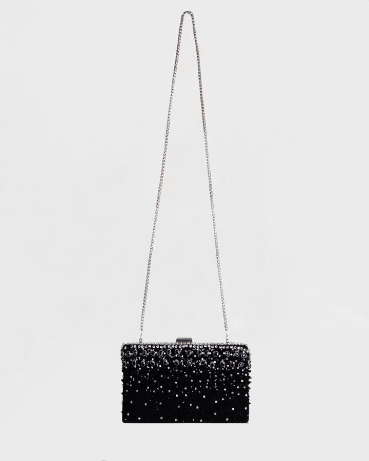 Bejeweled Black Clutch