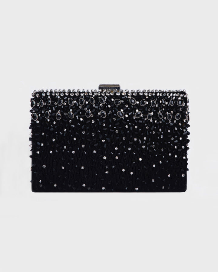 Bejeweled Black Clutch