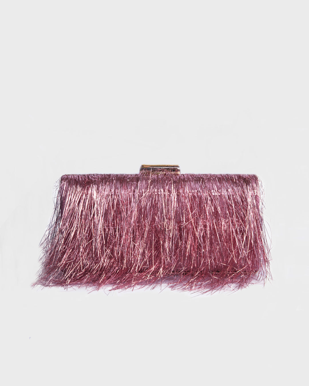 Pink Metallic Fringes Clutch