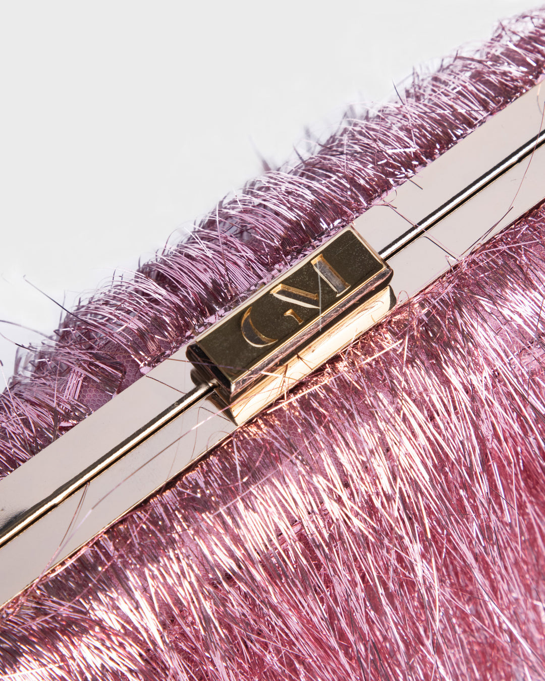 Pink Metallic Fringes Clutch