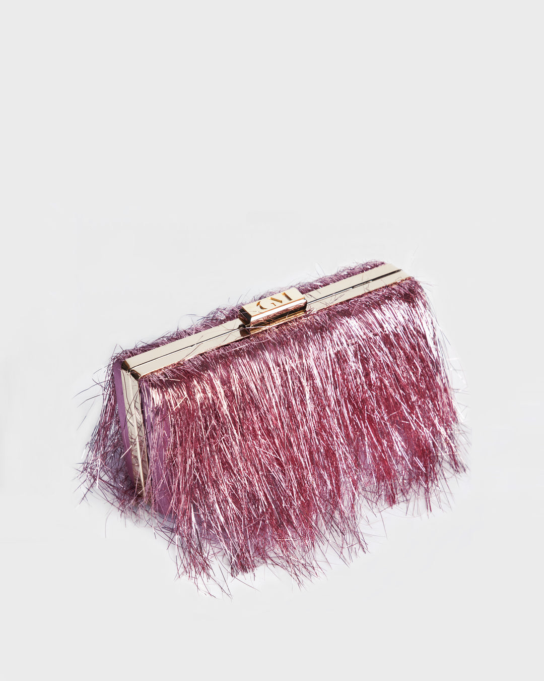 Pink Metallic Fringes Clutch