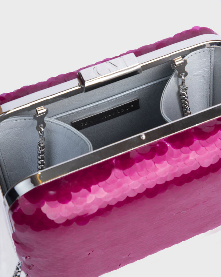 Sequins Fuchsia Clutch