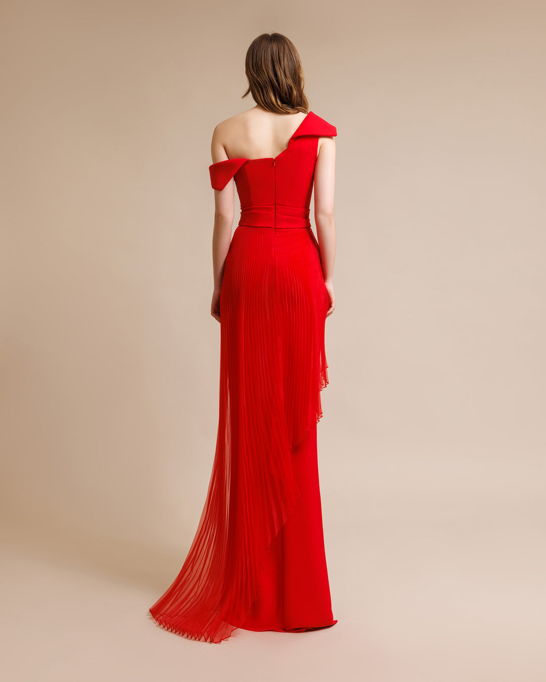 Slightly Off Shoulders Red Dress