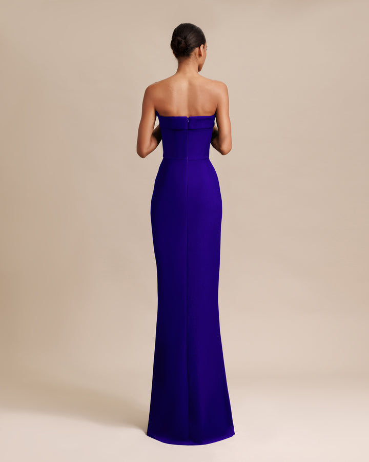 Strapless Blue Crepe Dress